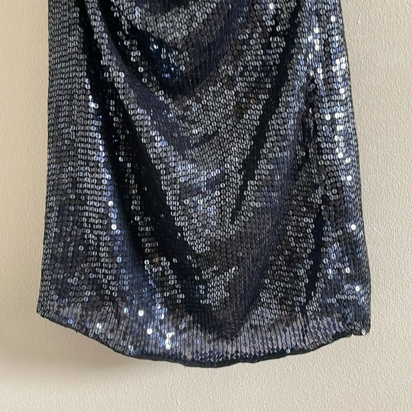 Parker Queenie Sequin Mini Dress Women’s Size Small Cocktail Glam‎ Y2K Blue - Picture 4 of 9